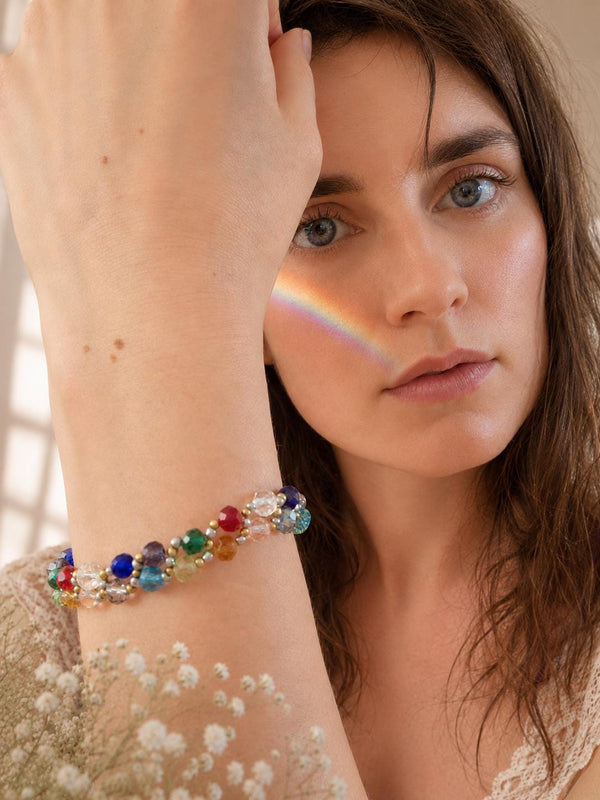 Rainbow Love Bracelet with colorful handmade beads