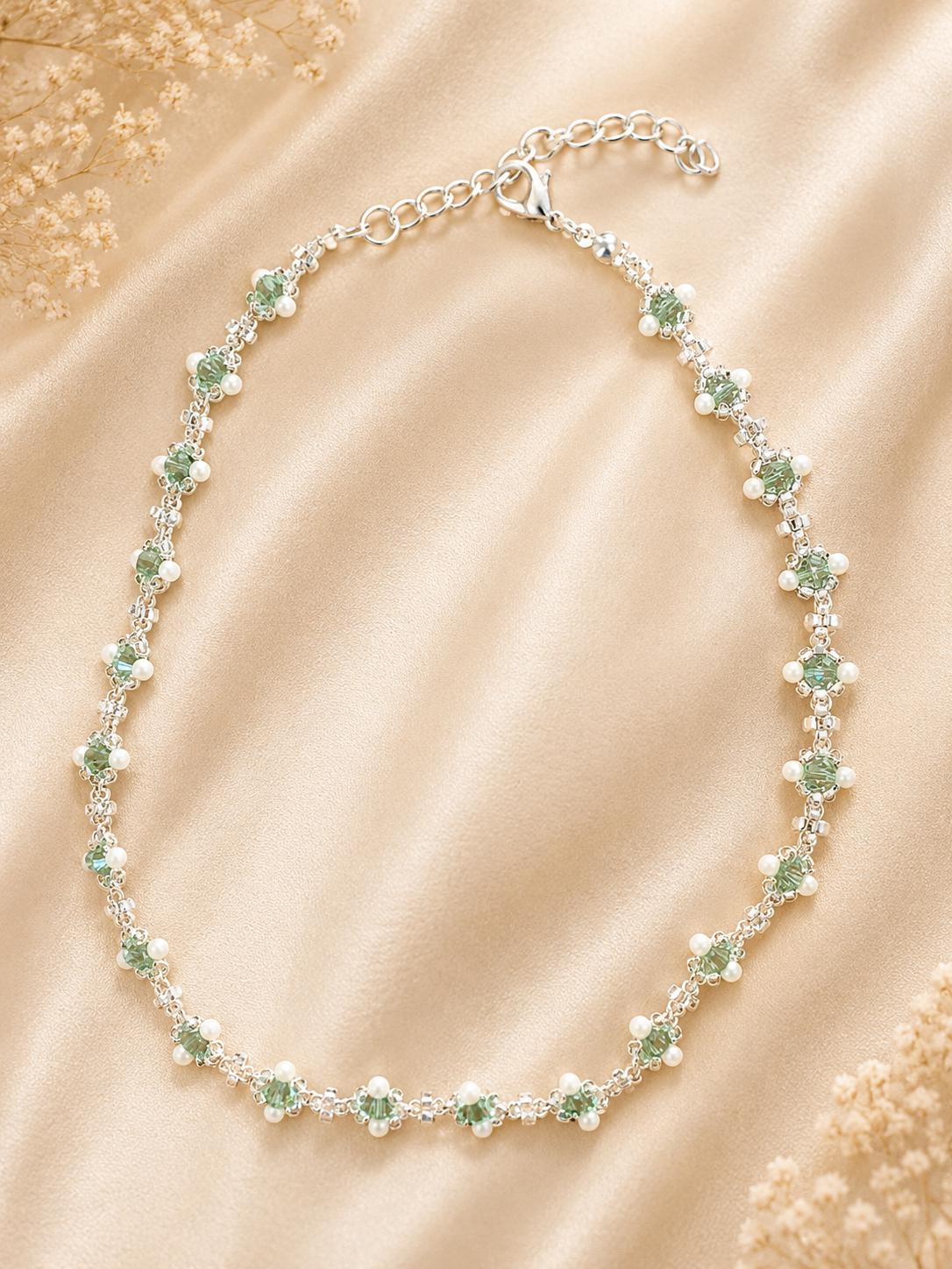 Floral Pearl Crystal Choker, Bridal Necklace, Pearl Wedding Necklace, Crystal Flower Choker, Bridal Jewelry, Romantic Wedding Accessory