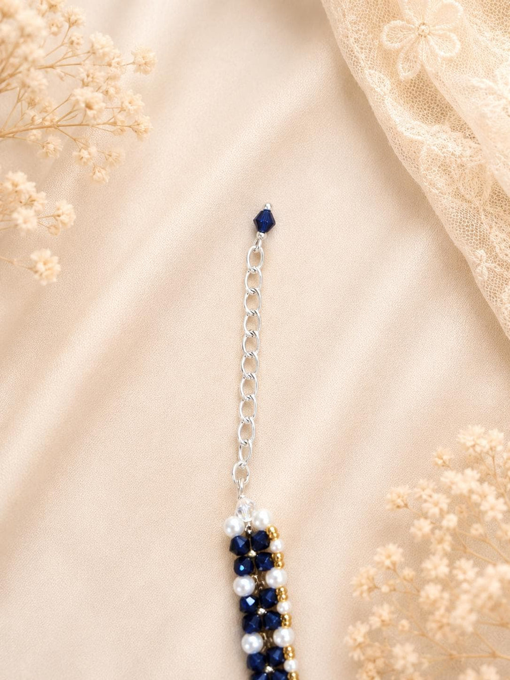 Navy Floral Choker Necklace, Navy Pearl Choker, Blue Crystal Choker, Bridal Choker Necklace, Wedding Jewelry, Bridesmaid Necklace