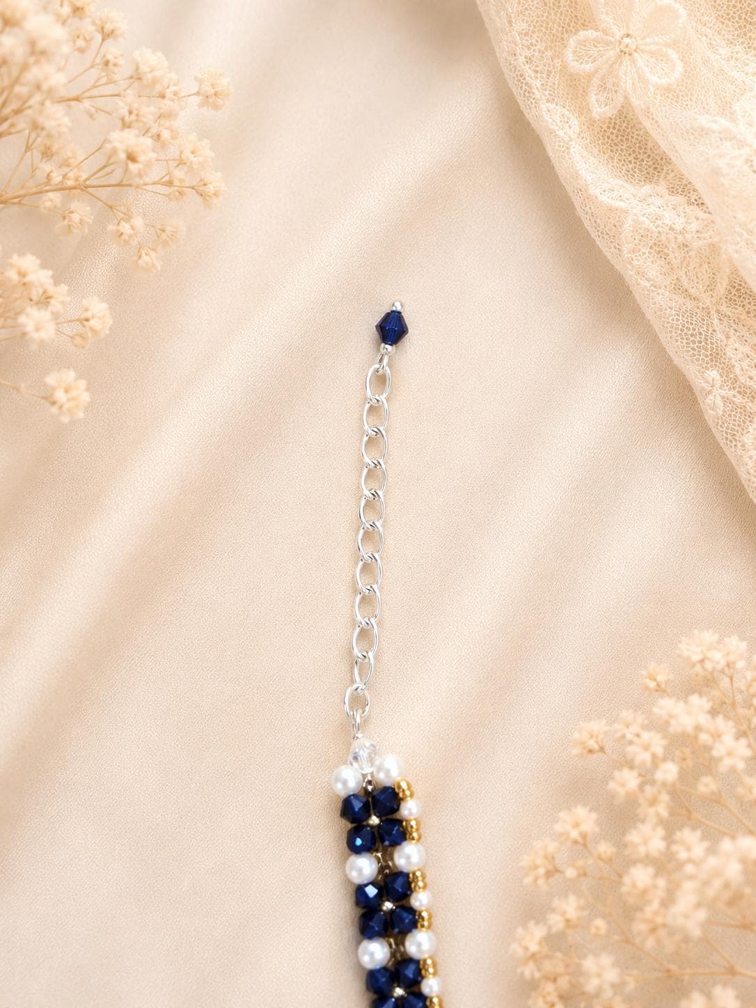 Navy Floral Choker Necklace, Navy Pearl Choker, Blue Crystal Choker, Bridal Choker Necklace, Wedding Jewelry, Bridesmaid Necklace